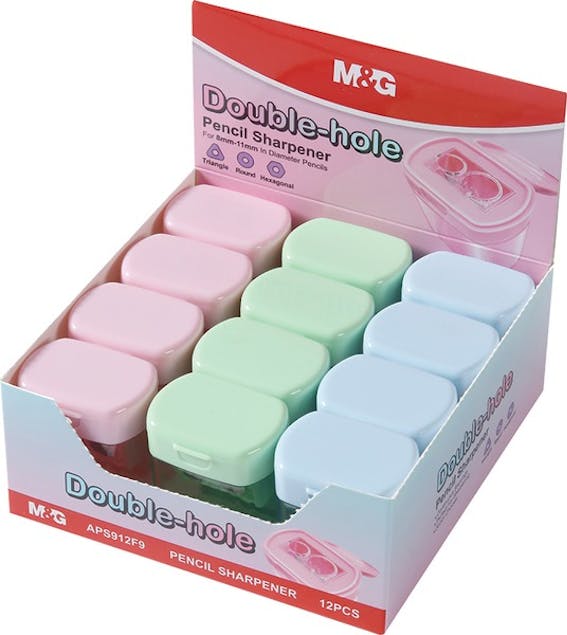 M&G -  Ξύστρα Βαρελάκι Διπλή Double-hole Pencil Sharpener σε 3 παλ αποχρώσεις  APS912F9