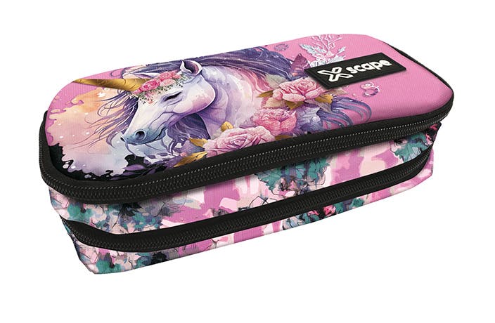Graffiti Σχολική Κασετίνα Βαρελάκι Οβάλ ΜΟΝΟΚΕΡΟΣ UNICORN XSCAPE με 2 Θήκες 259342