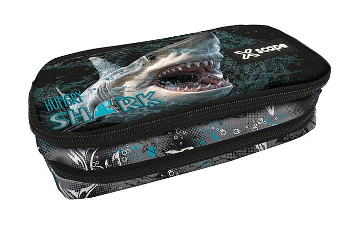 Graffiti Σχολική Κασετίνα Βαρελάκι Οβάλ ΚΑΡΧΑΡΙΑΣ SHARK XSCAPE με 2 Θήκες 259349