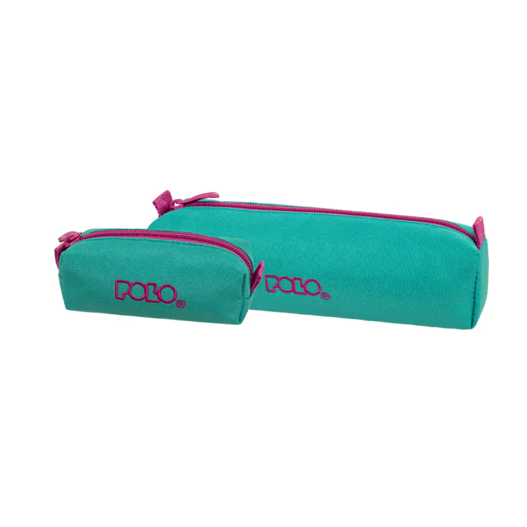 POLO - Polo Original Pencil Case WALLET V Κασετίνα Βαρελάκι με 1 Θήκη  και Δώρο Πορτοφόλι ΚΥΑΝΟ-ΣΚΟΥΡΟ ΦΟΥΞΙΑ 9-37-006-5644
