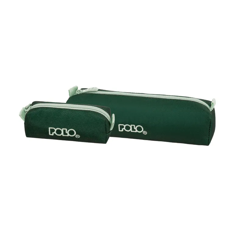 POLO - Polo Original Pencil Case WALLET V Κασετίνα Βαρελάκι με 1 Θήκη  και Δώρο Πορτοφόλι ΣΚΟΥΡΟ ΠΡΑΣΙΝΟ-ΑΝΟΙΧΤΟ ΚΥΑΝΟ 9-37-006-6357