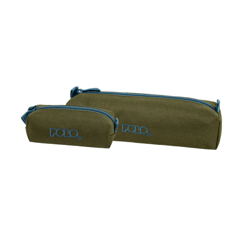 POLO - Polo Original Pencil Case WALLET V Κασετίνα Βαρελάκι με 1 Θήκη  και Δώρο Πορτοφόλι ΧΑΚΙ-ΠΕΤΡΟΛ 9-37-006-6558