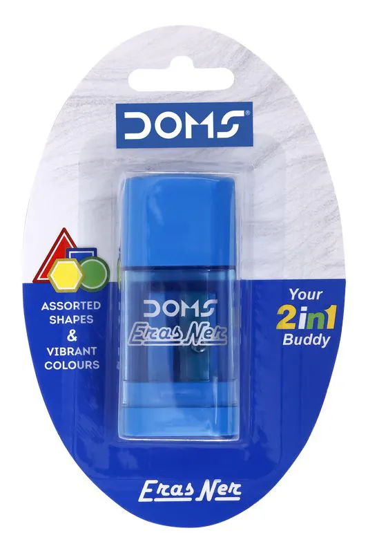 DOMS - Ξύστρα Βαρελάκι και Γόμα 2σε1 σε διάφορα σχήματα και χρώματα Ν80629