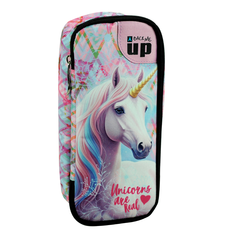 Back Me Up PASTEL UNICORN Σχολική Κασετίνα Δημοτικού Βαρελάκι 2 Θέσεων Οβαλ 357-41141 