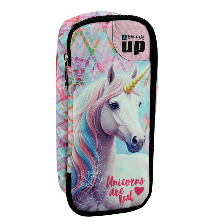 BMU - Back Me Up PASTEL UNICORN Σχολική Κασετίνα Δημοτικού Βαρελάκι 2 Θέσεων Οβαλ 357-41141