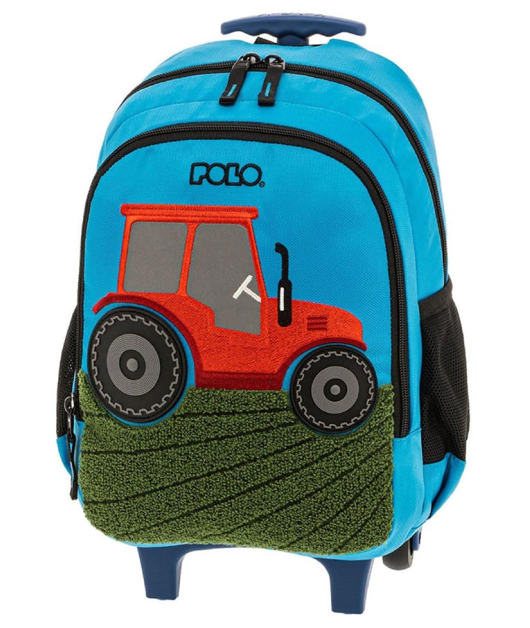 Σχολική Τσάντα Πλάτης και Trolley (Τρόλευ) Νηπίου Tractor Animation Trolley Bag με 2 θήκες 9-01-024-8146 Μπλε