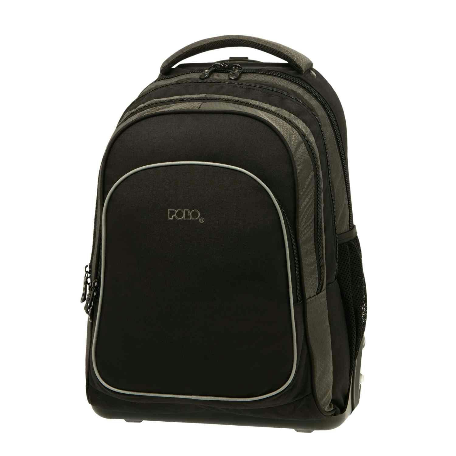 Polo COMPACT Trolley Bag Σχολική Τσάντα Τρόλευ Δημοτικού Χρώμα Μαύρο Μ35 x Π21 x Υ46cm 9-01-177-2000
