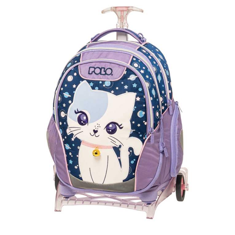 Τσάντα Σχολική Trolley (Τρόλευ)  Cat - Base free με 3 κεντρ. θήκες με Αποσπώμενη Βάση 9-01-054-8348 Υ. 43cm. | Μ. 30cm.