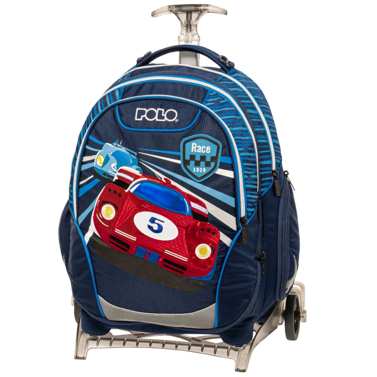 Τσάντα Σχολική Trolley (Τρόλευ)  RACE - Base free με 3 κεντρ. θήκες με Αποσπώμενη Βάση 9-01-054-8347 Υ. 43cm. | Μ. 30cm.