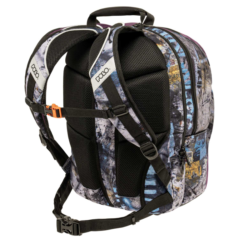 POLO - Σχολικό Σακίδιο Πλάτης  Slit Μπλε Backpack 3 Κεντρικές Θήκες 9-01-066-8371 30 lt 45x31x29cm