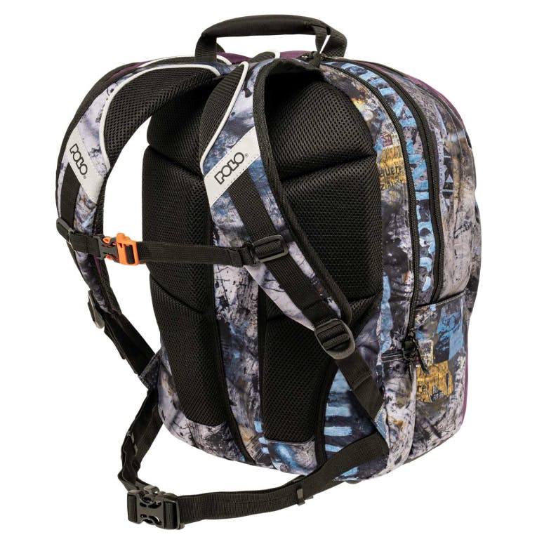 POLO - Σχολικό Σακίδιο Πλάτης  Slit Μπλε Backpack 3 Κεντρικές Θήκες 9-01-066-8371 30 lt 45x31x29cm