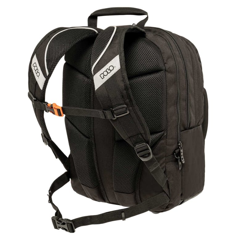 POLO - Σχολικό Σακίδιο Πλάτης  Slit Μαυρο Backpack 3 Κεντρικές Θήκες 9-01-066-2000 30 lt 45x31x29cm