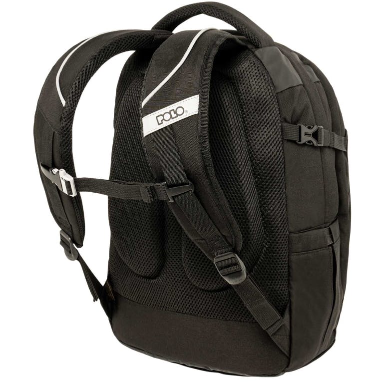 POLO - Σχολικό Σακίδιο Πλάτης  CRYPTIC Μαύρο Backpack με 3 Κεντρικές Θήκες  9-01-001-2001