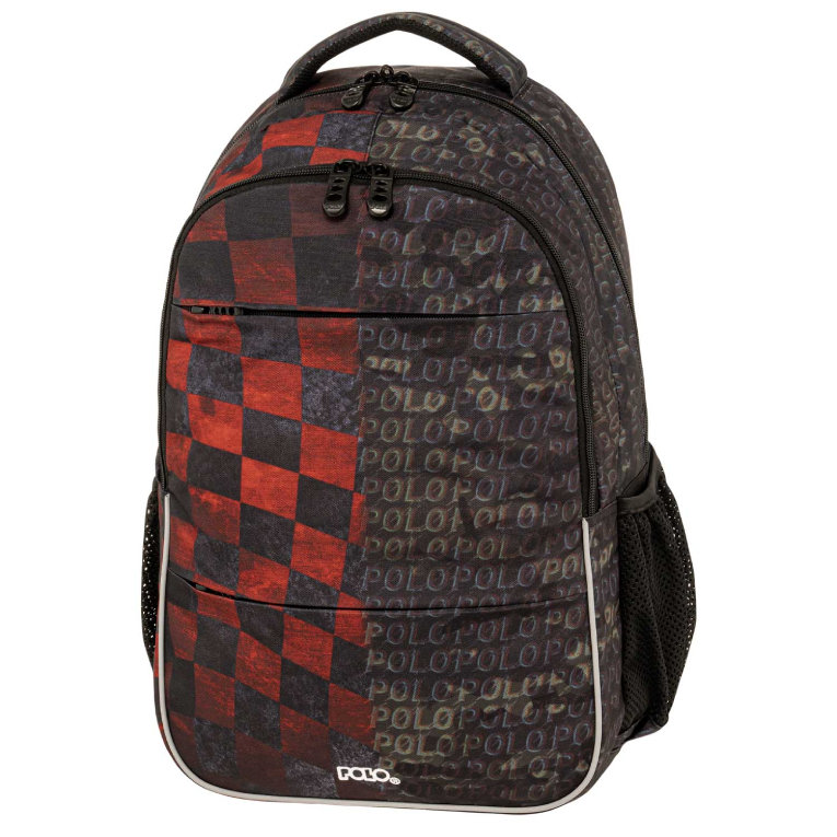Σχολικό Σακίδιο Πλάτης  Trophy Μαύρο Backpack με 2 Κεντρικές Θήκες  9-01-060-8362 22lt Υ. 8cm. | Μ. 34cm. | Π. 20cm.