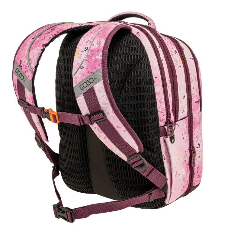 POLO - Σχολικό Σακίδιο Πλάτης  KINETIC ΡΟΖ ΝΟΤΕΣ NOTES Backpack με 4 Κεντρικές Θήκες (η μία επεκτεινόμενη)  9-01-072-8430
