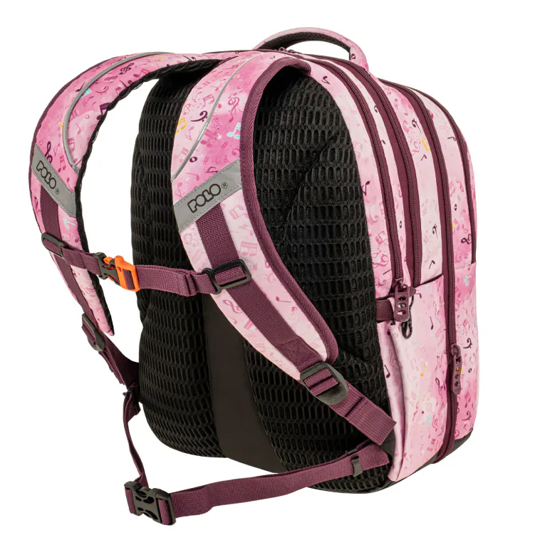 POLO - Σχολικό Σακίδιο Πλάτης  KINETIC ΡΟΖ ΝΟΤΕΣ NOTES Backpack με 4 Κεντρικές Θήκες (η μία επεκτεινόμενη)  9-01-072-8430