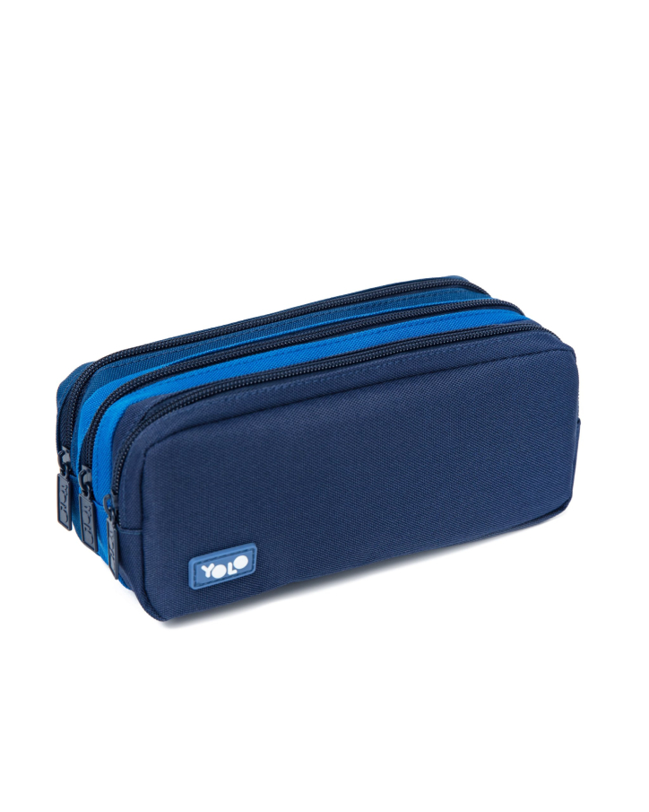 Yolo Κασετίνα Βαρελάκι Οβάλ 3 θέσεων Dark Blue 90139