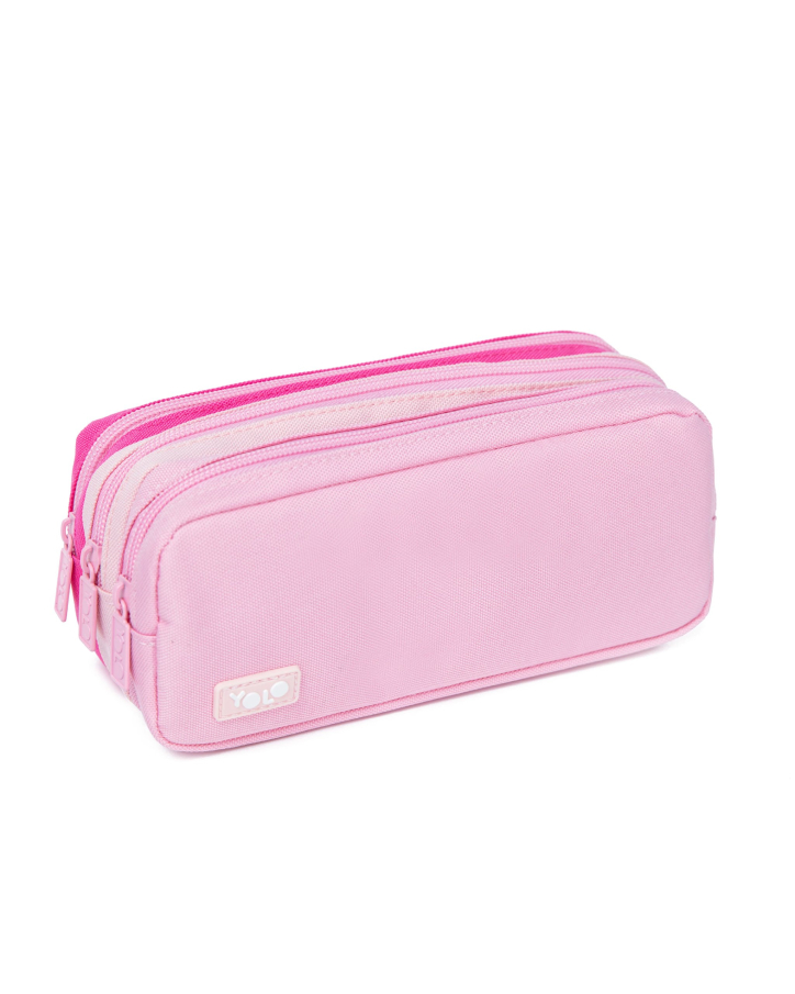 Yolo Κασετίνα Βαρελάκι Οβάλ 3 θέσεων Light Pink 90140