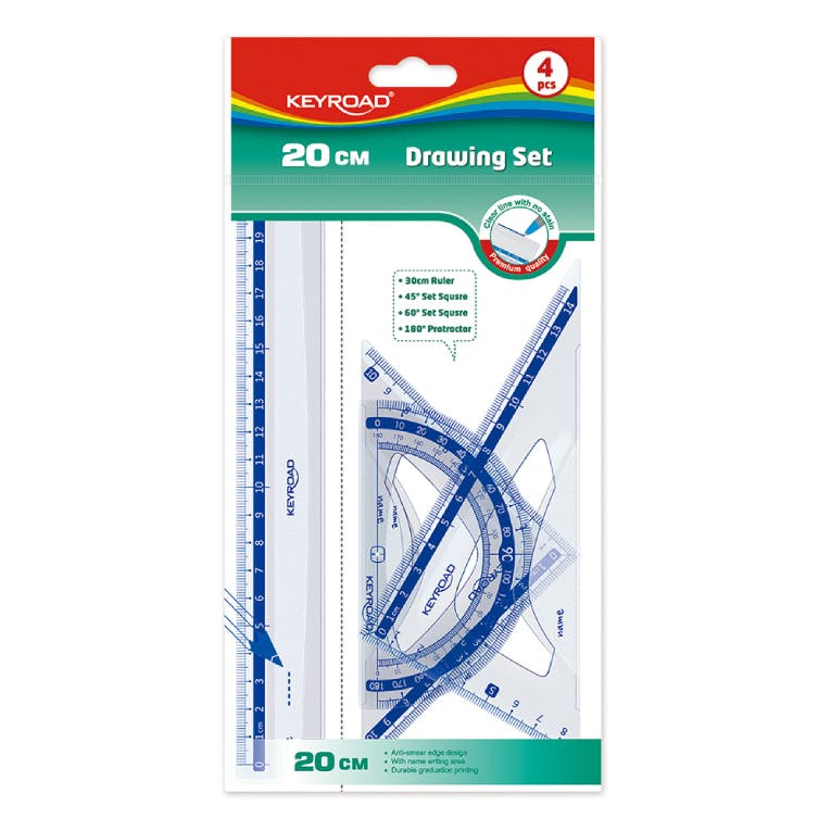 Keyroad Σετ Γεωμετρικά Όργανα 20cm 4τμχ KR971247