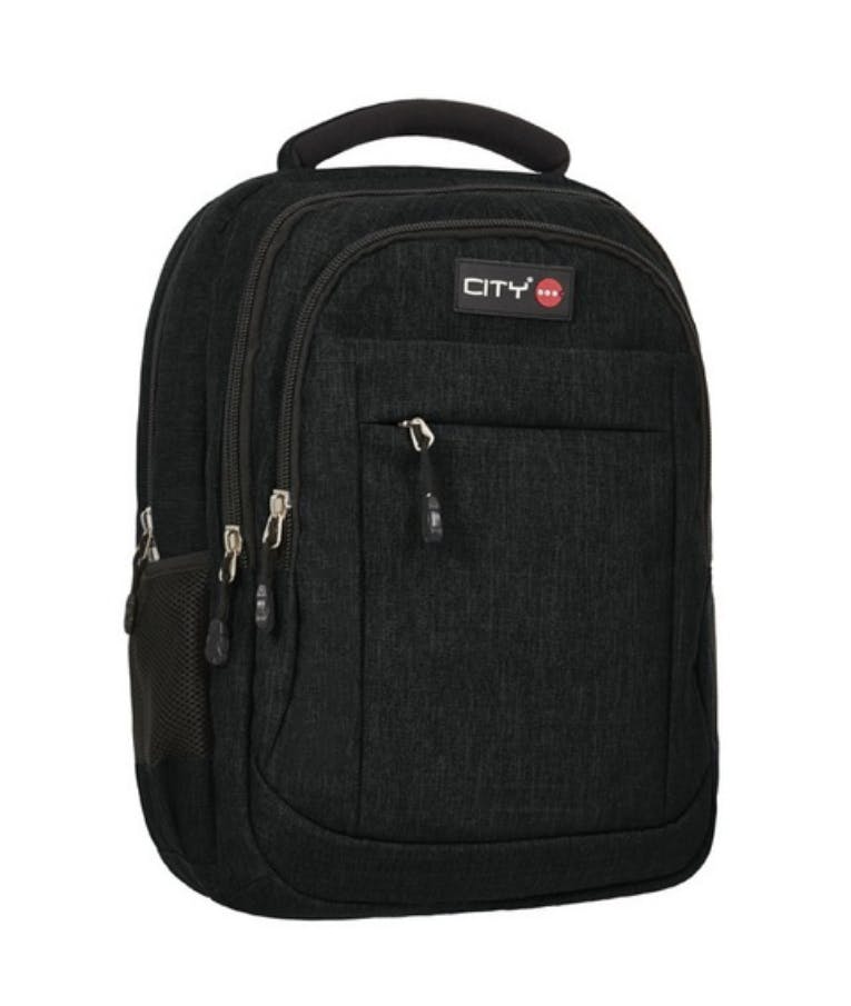 Lyc Sac Σχολική Τσάντα Πλάτης σε Μαυρο χρώμα με θήκη Laptop CITY YOUNG 19027 MELANGE BLACK 46 x 25 x 30 cm CB19027