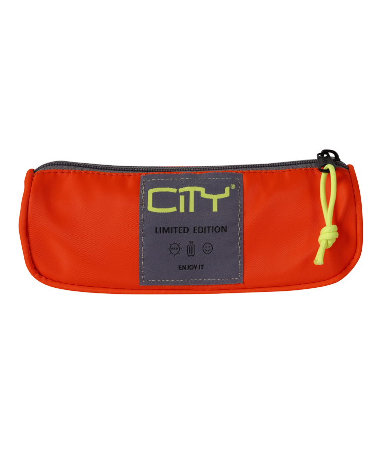CITY LYCSAC - Κασετίνα-Βαρελάκι City Eclair Satins Orange 1 zip Πορτοκαλί Τριγωνική Με Ένα Φερμουάρ (CL22699) Luc sac