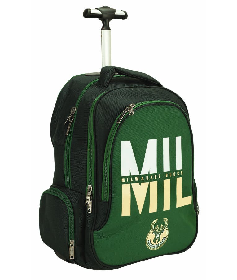   Σχολική Τσάντα Trolley Δημοτικού MILWAUKEE BUCKS 21 Μαύρη 3 θήκες  Μ33 x Π28 x Υ48cm 338-93074
