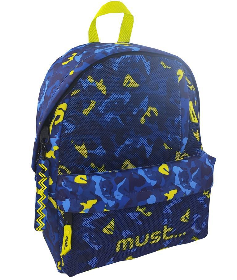 MUST - Must Σχολική Τσάντα Πλάτης Monochrome ARMY NET Backpack 1 Κεντρική Θήκη (4 Θήκες) Μπλε-Κίτρινο  32x17x42 cm  584613
