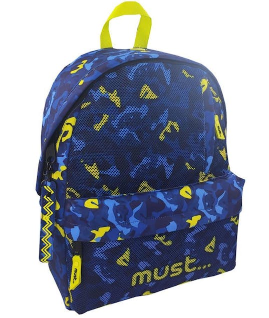 MUST - Must Σχολική Τσάντα Πλάτης Monochrome ARMY NET Backpack 1 Κεντρική Θήκη (4 Θήκες) Μπλε-Κίτρινο  32x17x42 cm  584613