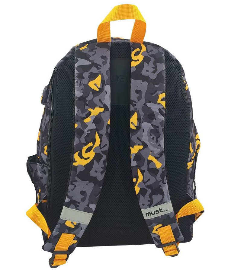 MUST - Must Σχολική Τσάντα Πλάτης Monochrome ARMY NET Backpack 1 Κεντρική Θήκη (4 Θήκες) Μαύρο Πορτοκαλί 32x17x42 cm  584612