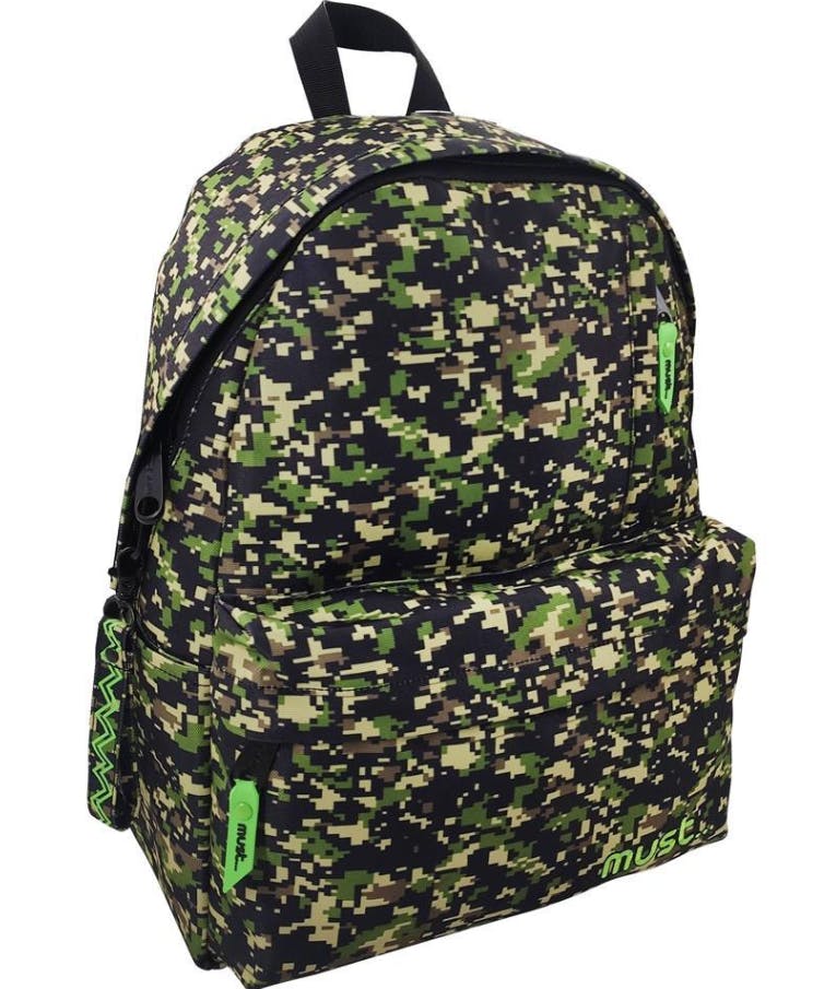 Must Σχολική Τσάντα Πλάτης Monochrome ARMY NET Backpack 1 Κεντρική Θήκη (4 Θήκες) Χακί Παραλλαγής 32x17x42 cm  584332