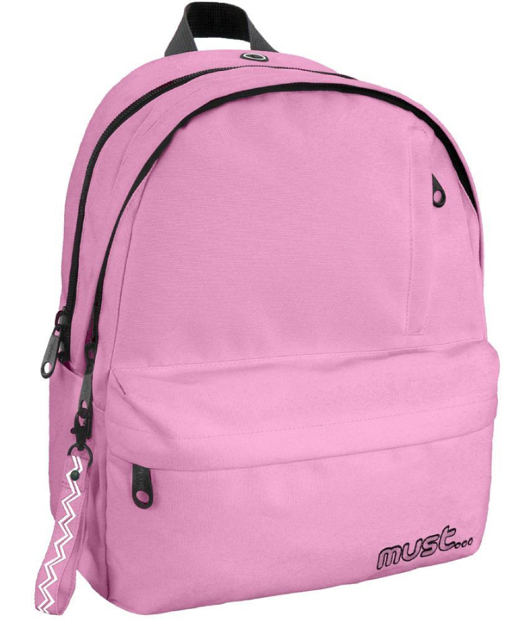 MUST - Must Σχολική Τσάντα Πλάτης Monochrome PLUS RPET Απαλό Ροζ Backpack 1 Κεντρική (4 Θήκες) 32x17x42 cm  584180