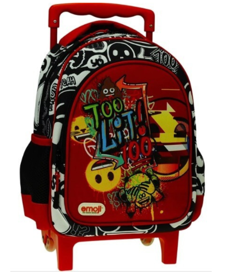 GIM - Gim Σχολική Τσάντα Τρόλεϊ Νηπιαγωγείου σε Κόκκινο χρώμα EMOJI TO LIT Μ25 x Π15 x Υ30εκ - Junior Backpack  368-01072