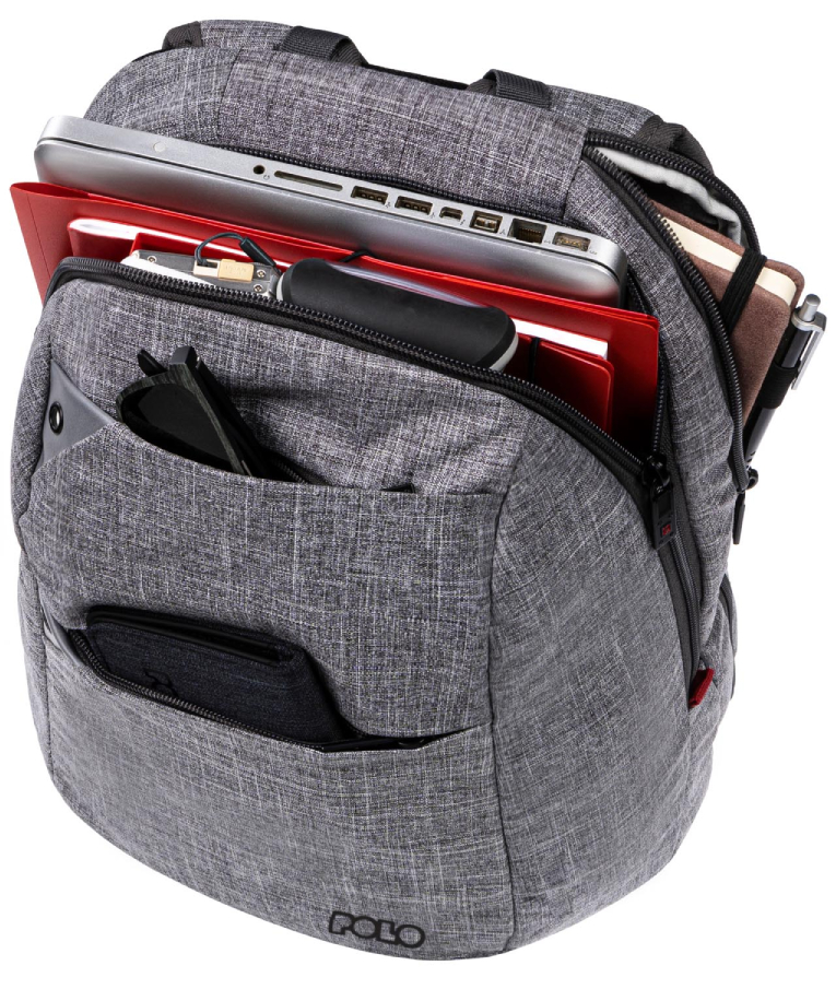 POLO - Polo Backpack Capital Laptop Τσάντα Πλάτης Χρώμα Γκρι 20 lt Υ45 x Μ33 x Π21cm 9-02-018-2300