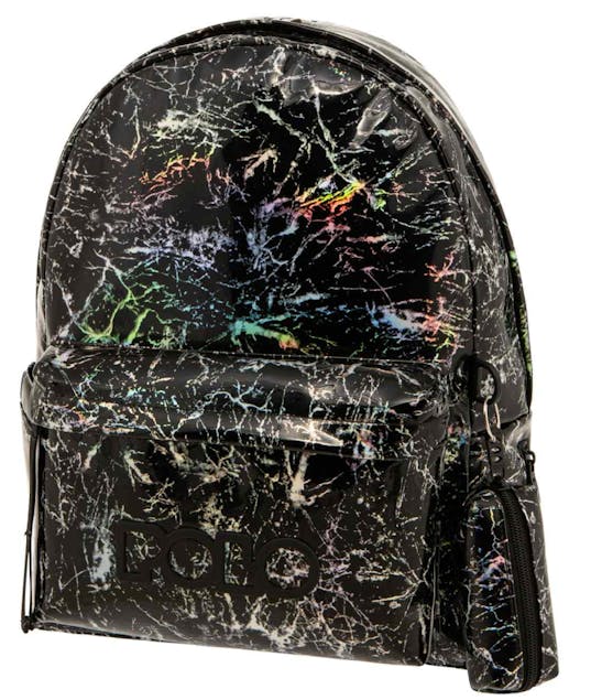 POLO - Polo Marble Σχολική Τσάντα Πλάτης Δημοτικού με πορτοφόλι σε χρώμα Μαυρο ιριδίζων Μ31 x Π20 x Υ41εκ 9-01-133-8216