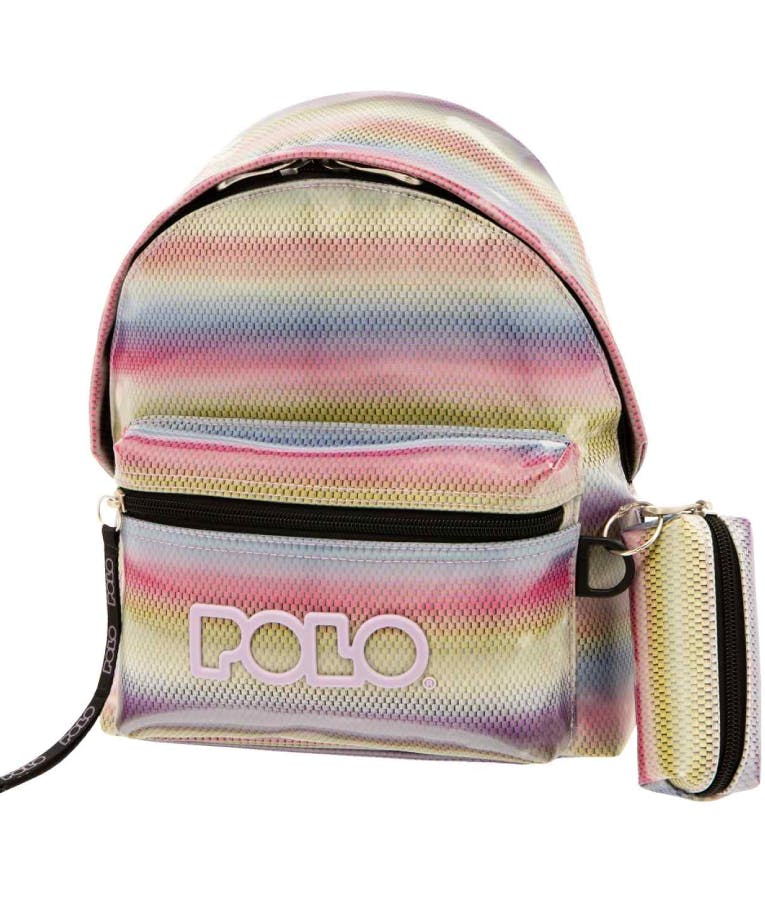 Polo RAGAZZA Mini Bag Σχολική Τσάντα Πλάτης Βόλτας Πολύχρωμη με πορτοφόλι Μ23 x Π13 x Υ31εκ 9-07-034-8219