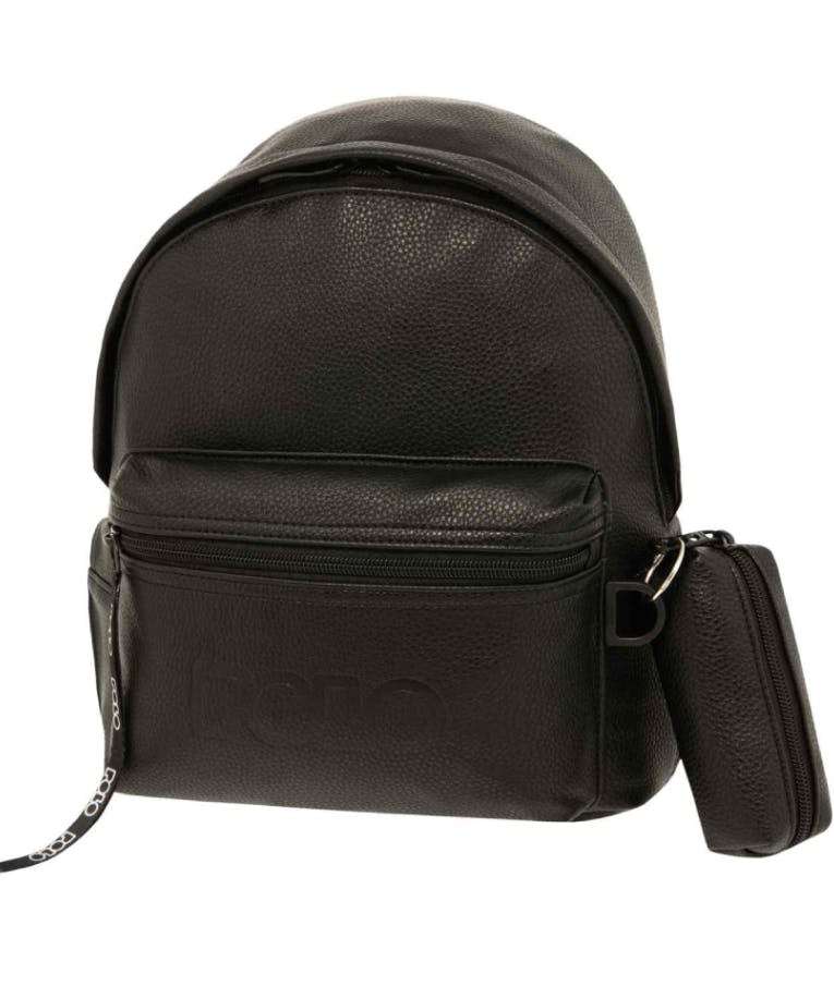 Polo GECKO Mini Bag Σχολική Τσάντα Πλάτης Βόλτας με πορτοφόλι σε Μαύρο Χρώμα Μ22 x Π14 x Υ32εκ 9-07-037-2000