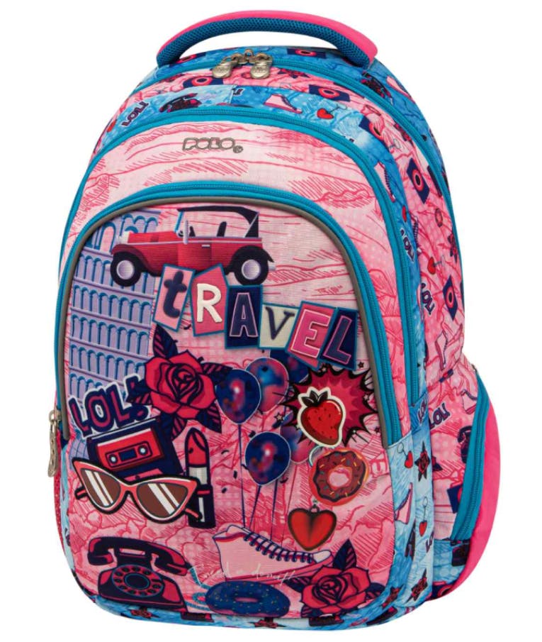 Polo Backpack CHARACTER Σχολική Τσάντα - Σακίδιο Πλάτης  2 Κεντρικές Θήκες 25lt Υ44 x Μ32 x Π22cm 9-01-036-8203