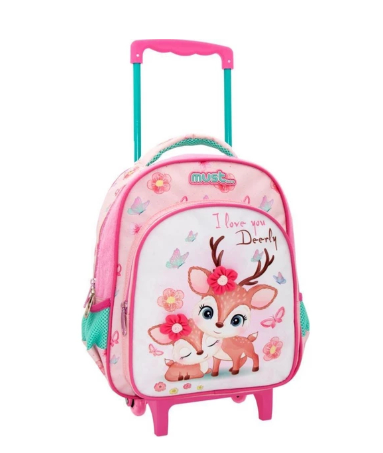 MUST - Must Σχολική Τσάντα Νηπίου Trolley Bag I LOVE DEERLY με 2 Θήκες 27x10x31cm  Diakakis 584996