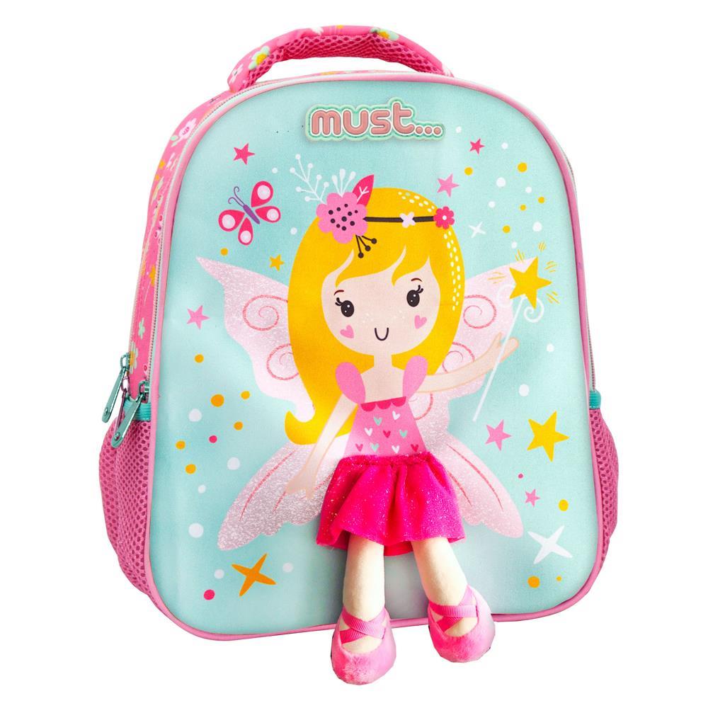 Must Σχολική Τσάντα Πλάτης Νηπίου σε χρώμα Ροζ 3D Little Fairy Charmy με 2 Θήκες 27x10x31cm  Diakakis 584991