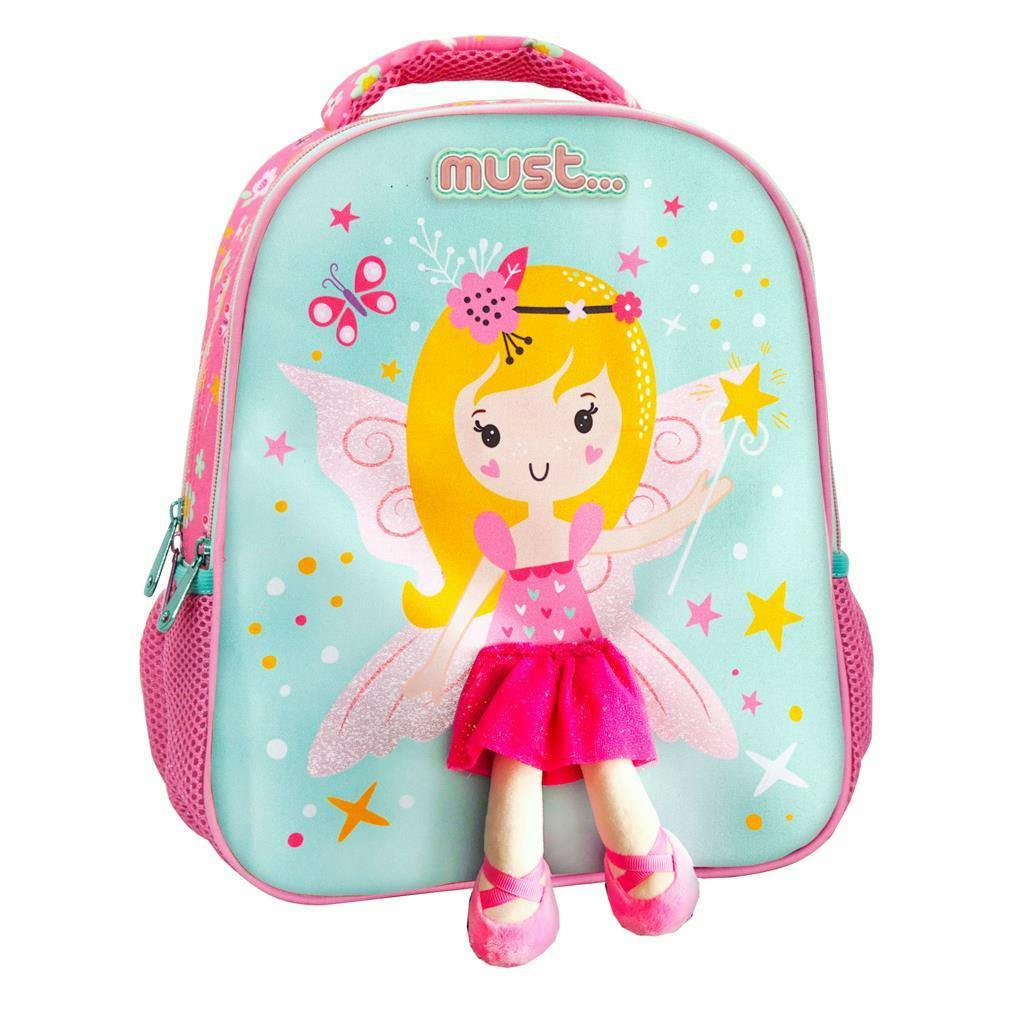 MUST - Must Σχολική Τσάντα Πλάτης Νηπίου σε χρώμα Ροζ 3D Little Fairy Charmy με 2 Θήκες 27x10x31cm  Diakakis 584991