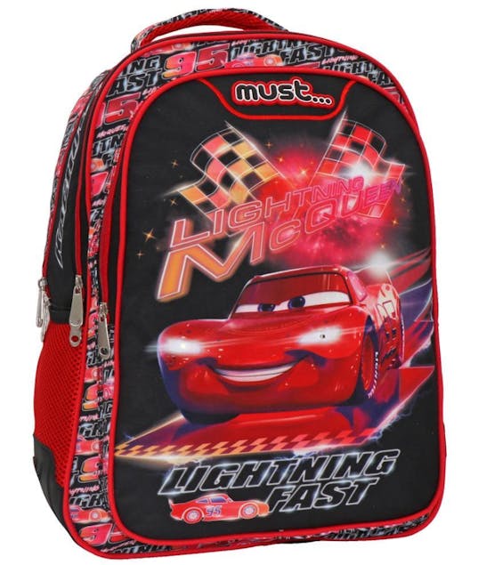 MUST - Must  Σχολική Τσάντα Πλάτης Δημοτικού  Cars σε Κόκκινο Χρώμα 3 ΘΗΚΕΣ 32x18x43 cm  563363