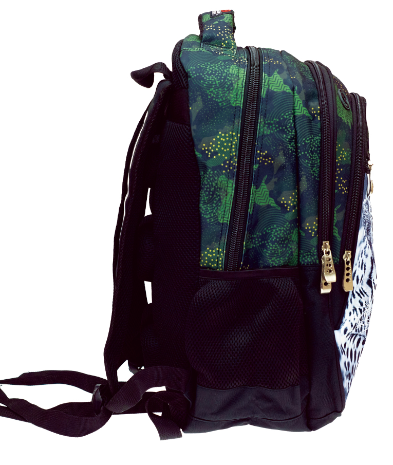 BMU - Back Me Up NO FEAR JAGUAR Σχολική Τσάντα Πλάτης Backpack Δημοτικού Μαύρη με 3 θήκες  348-13031 