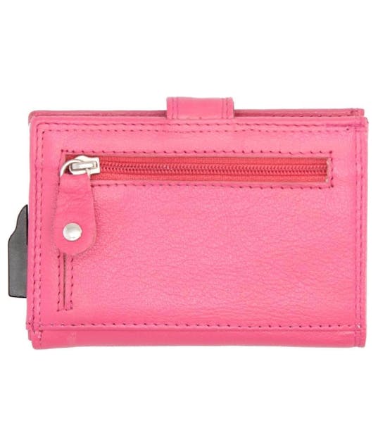 POLO - ΠΟΡΤΟΦΟΛΙ ΡΟΖ WALLET SAFETY CARD PROTECTOR POP UP  DOUBLE-d fh-series LEATHER   10 ΚΑΡΤΩΝ RFID PROTECTION