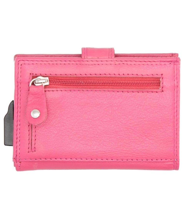 POLO - ΠΟΡΤΟΦΟΛΙ ΡΟΖ WALLET SAFETY CARD PROTECTOR POP UP  DOUBLE-d fh-series LEATHER   10 ΚΑΡΤΩΝ RFID PROTECTION