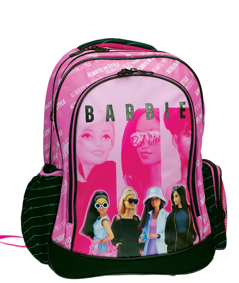 GIM -  Σχολική Τσάντα Πλάτης Δημοτικού BARBIE OUT OF THE BOX Με δώρο POP star Barbie 2 κεντρικές θήκες  349-79031