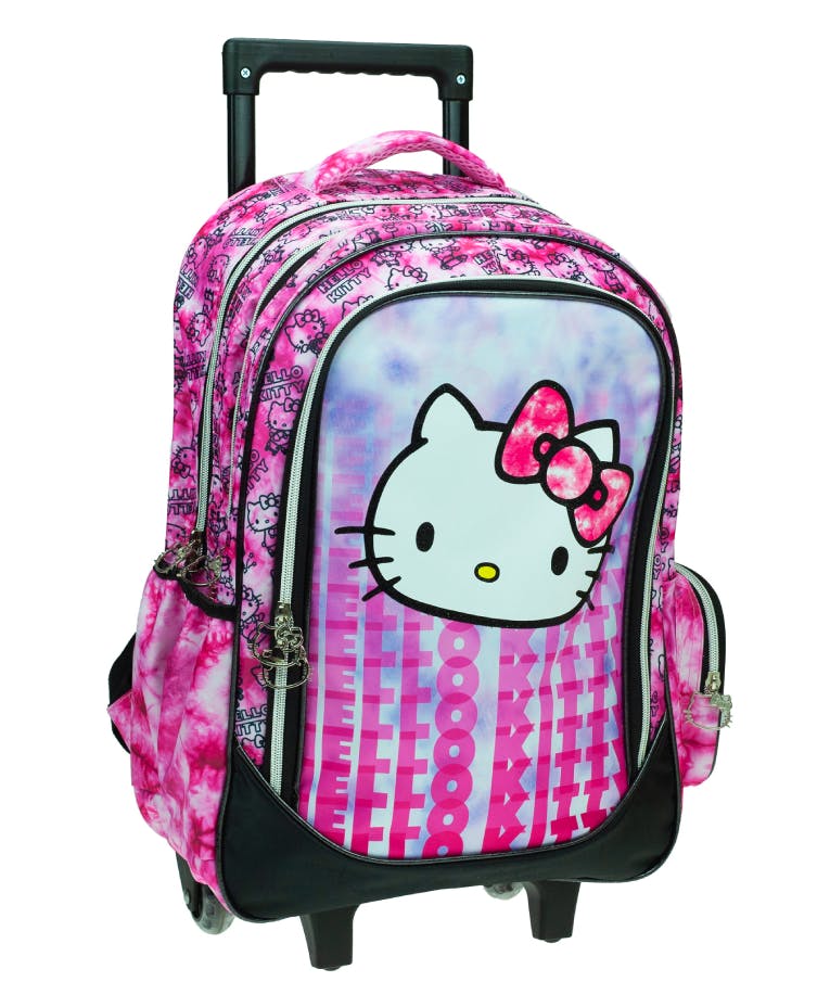  Σχολική Τσάντα Trolley Δημοτικού HELLO KITTY TIE DYE σε χρώμα Ροζ 3 θήκες  Μ35 x Π20 x Υ51cm  335-71074 Τρόλεϊ