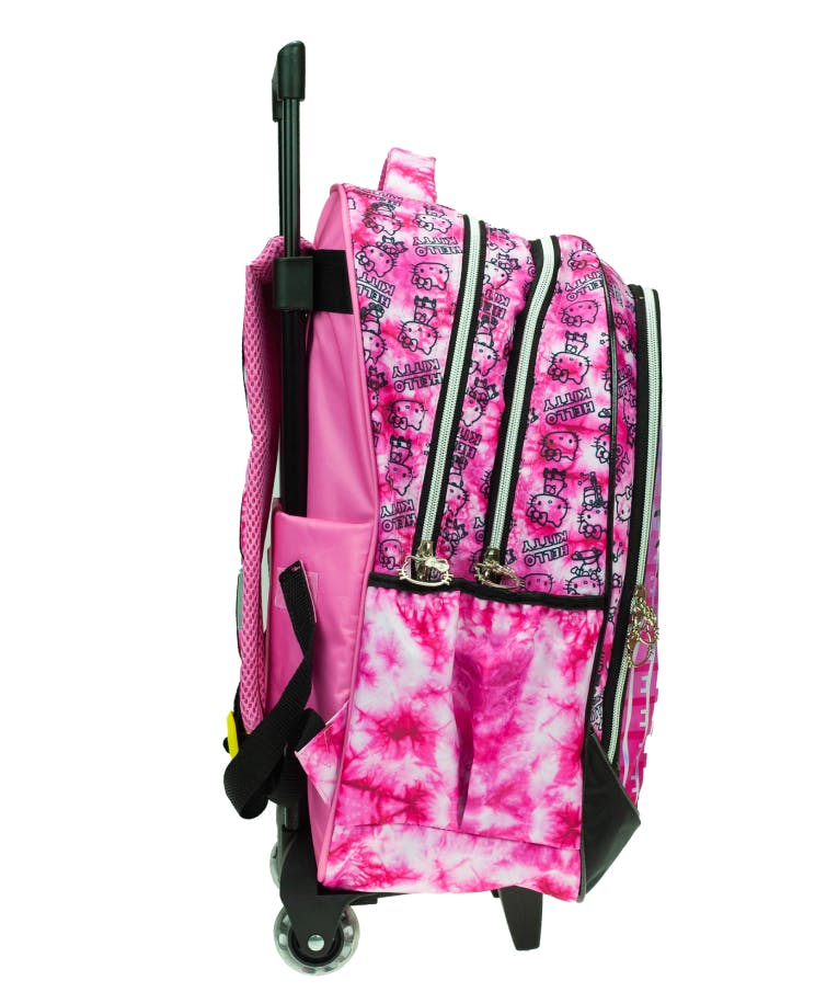 GIM -  Σχολική Τσάντα Trolley Δημοτικού HELLO KITTY TIE DYE σε χρώμα Ροζ 3 θήκες  Μ35 x Π20 x Υ51cm  335-71074 Τρόλεϊ