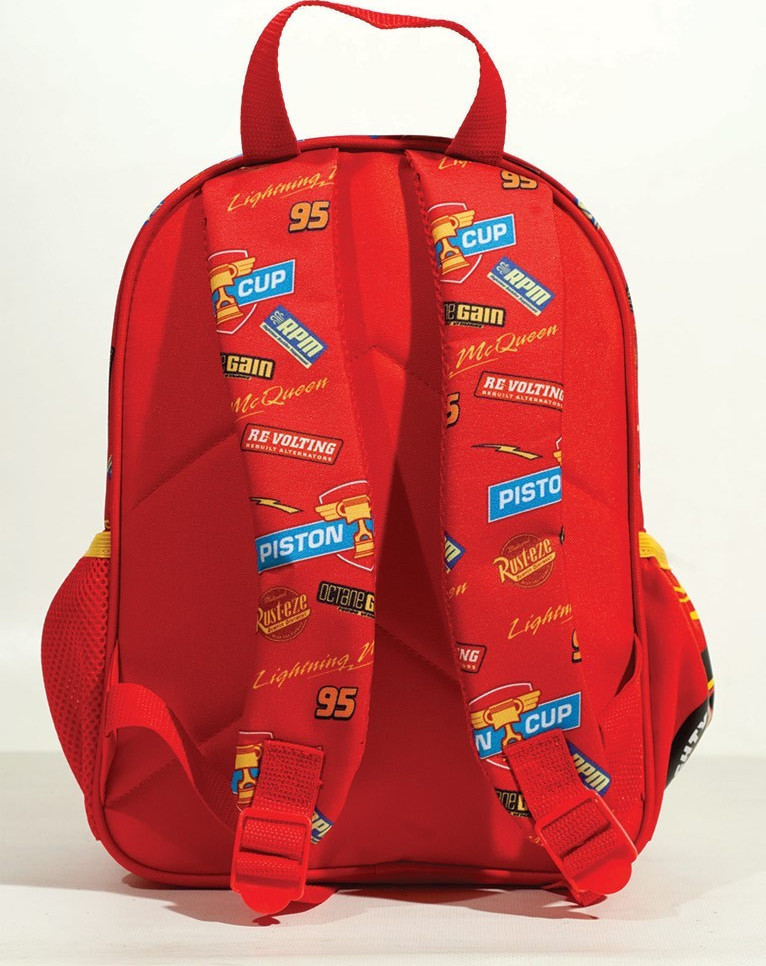 BMU - Gim Junior Backpack CARS BADGES Σχολική Τσάντα Πλάτης Νηπίου Μ25 x Π15 x Υ30εκ με 2 Κεντρικές Θέσεις  Κόκκινο Χρώμα 341-46054