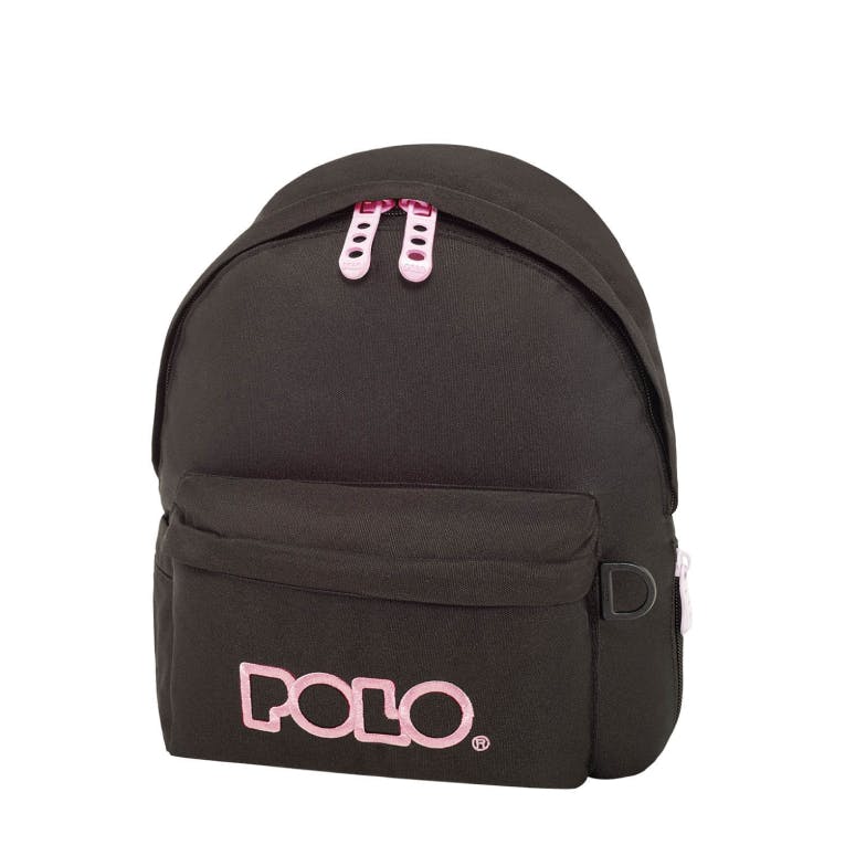 Polo Mini Backbag Τσάντα -Σακίδιο Πλάτης Μικρή Βόλτας σε χρώμα Μαύρο με Λιλά Λεπτομέρεια  9-01-067-2046