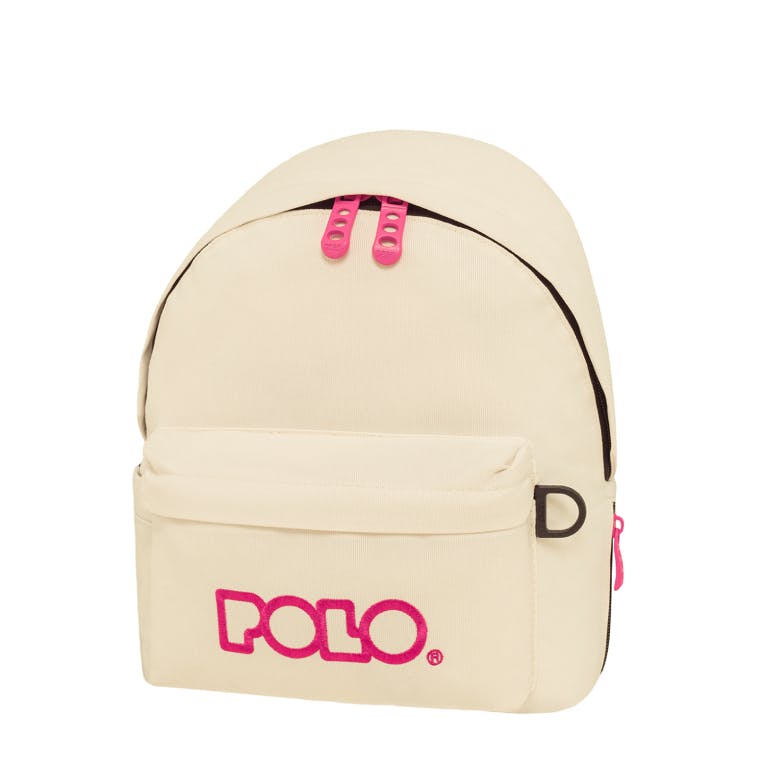 Polo Mini Backbag Τσάντα -Σακίδιο Πλάτης Μικρή Βόλτας σε χρώμα Λευκό με Ροζ Λεπτομέρειες 9-01-067-2543